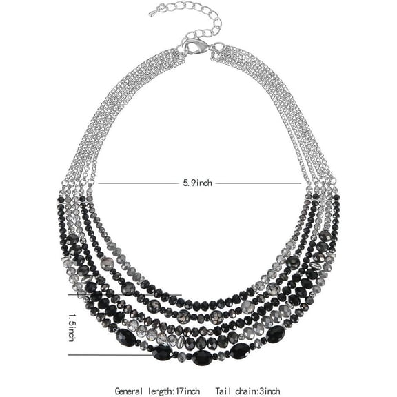Crystal Layered Statement Necklace For Women - Choker Necklace With Chunky Silver Chain, Birthday Gifts For Women[o5697]