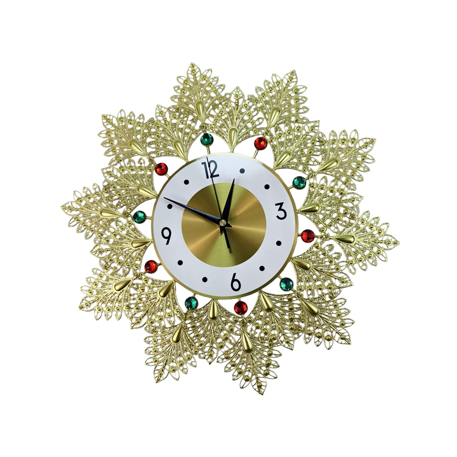 Crystal Leaves Wall Clock None-Ticking Silents Operated Clocks ...