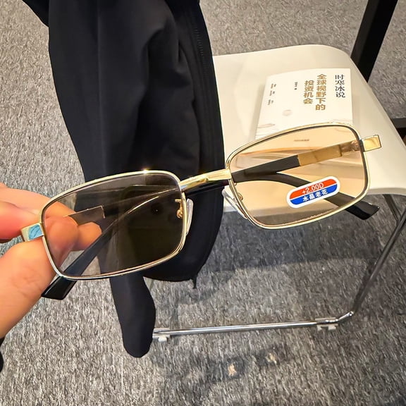 Crystal Lens Reading Glasses for Men, Classic Metal Frame Comfortable Sun Readers
