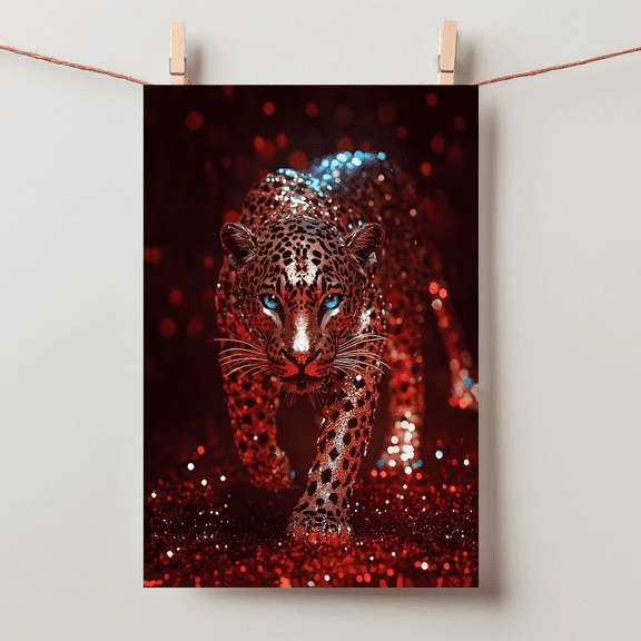 Crystal Leo.pard Diamond Accents Luxury Maximalist Wall Art in