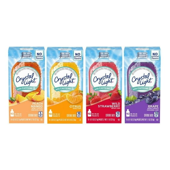 Crystal Light 4 Favorite Flavors Sugar-Free On-The-Go Drink Mix Variety Pack, 10 Ct Each Box (Total 4 Count)