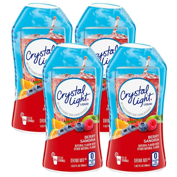 Crystal Light Berry Sangria Liquid Drink Mix, Caffeinated, 1.62 fl oz Bottle (Pack - 4)