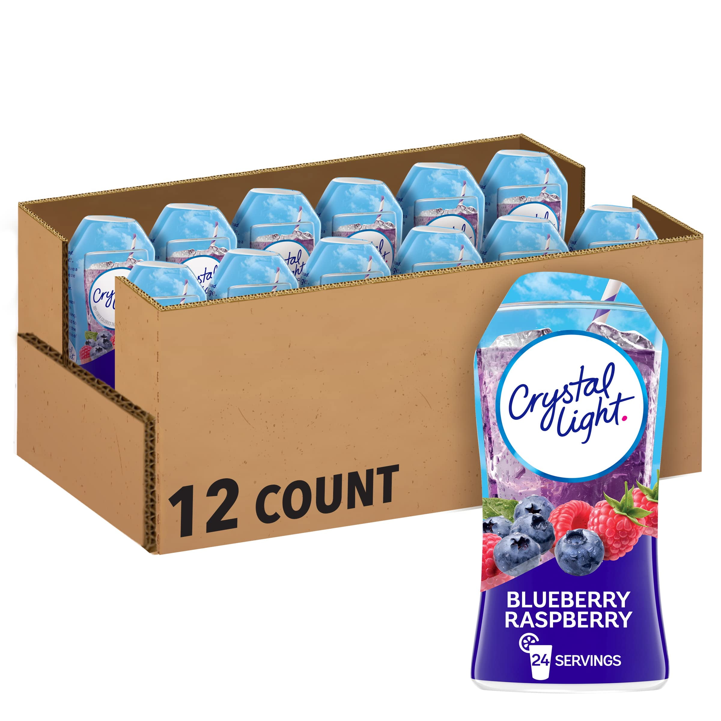 (12 pack) Crystal Light Liquid Blueberry Raspberry Naturally Flavored Drink Mix, 1.62 fl oz Bottle