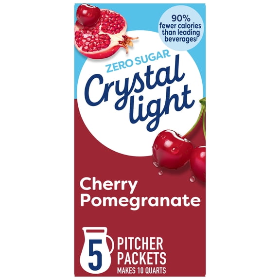 Crystal Light Drink Mix, 5 Pitcher Packets, for Flavorful Hydration and Shareable Refreshment, Cherry Pomegranate, flavored with other natural flavor, Zero Sugar, Low Calorie, 2.2 oz