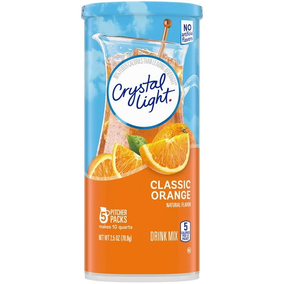 Crystal Light Classic Orange With Vitamin C & Calcium Drink Mix (20 Pitcher Packets, 4 Canisters Of 5) Packaging May Vary
