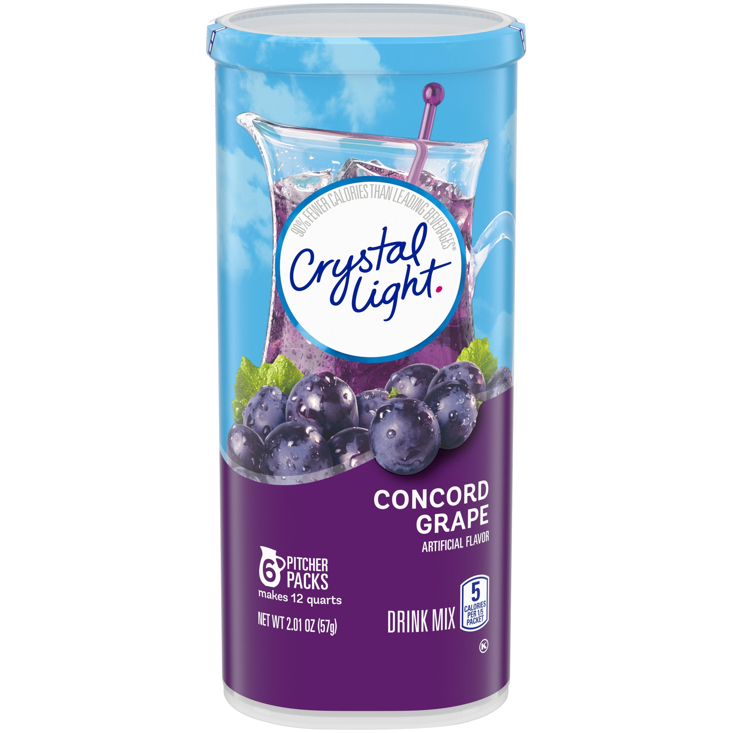 Crystal Light Concord Grape Sugar Free Drink Mix Caffeine Free (Pack of 48)