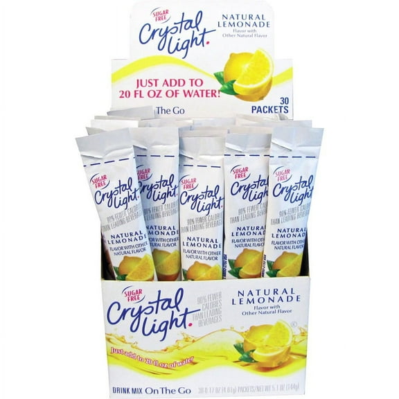 Crystal Light Crystal Light On-The-Go Mix Lemonade Sticks - Powder - 0.17 oz - 30 / Box | Bundle of 2 Boxes
