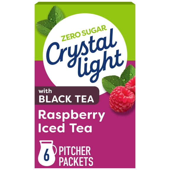 Crystal Light Drink Mix, 6 Pitcher Packets, for Flavorful Hydration and Shareable Refreshment, Raspberry Iced Tea natural flavor with other natural flavor, Made with Black Tea, 1.6 oz