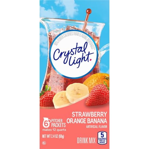 Crystal Light, Drink Mix Strawberry Orange Banana, 2.4 Ounce