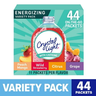 Crystal Light Energizing Variety Pack, 44 ct On-the-Go Drink Mix Packets, Powders