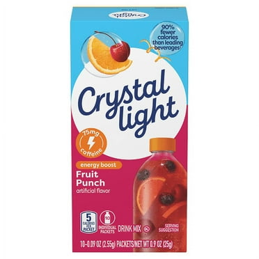 Crystal Light Energy Boost Fruit Punch, Powdered Energy Drink Mix, 0.9oz, 10 Count, Plastic Packets