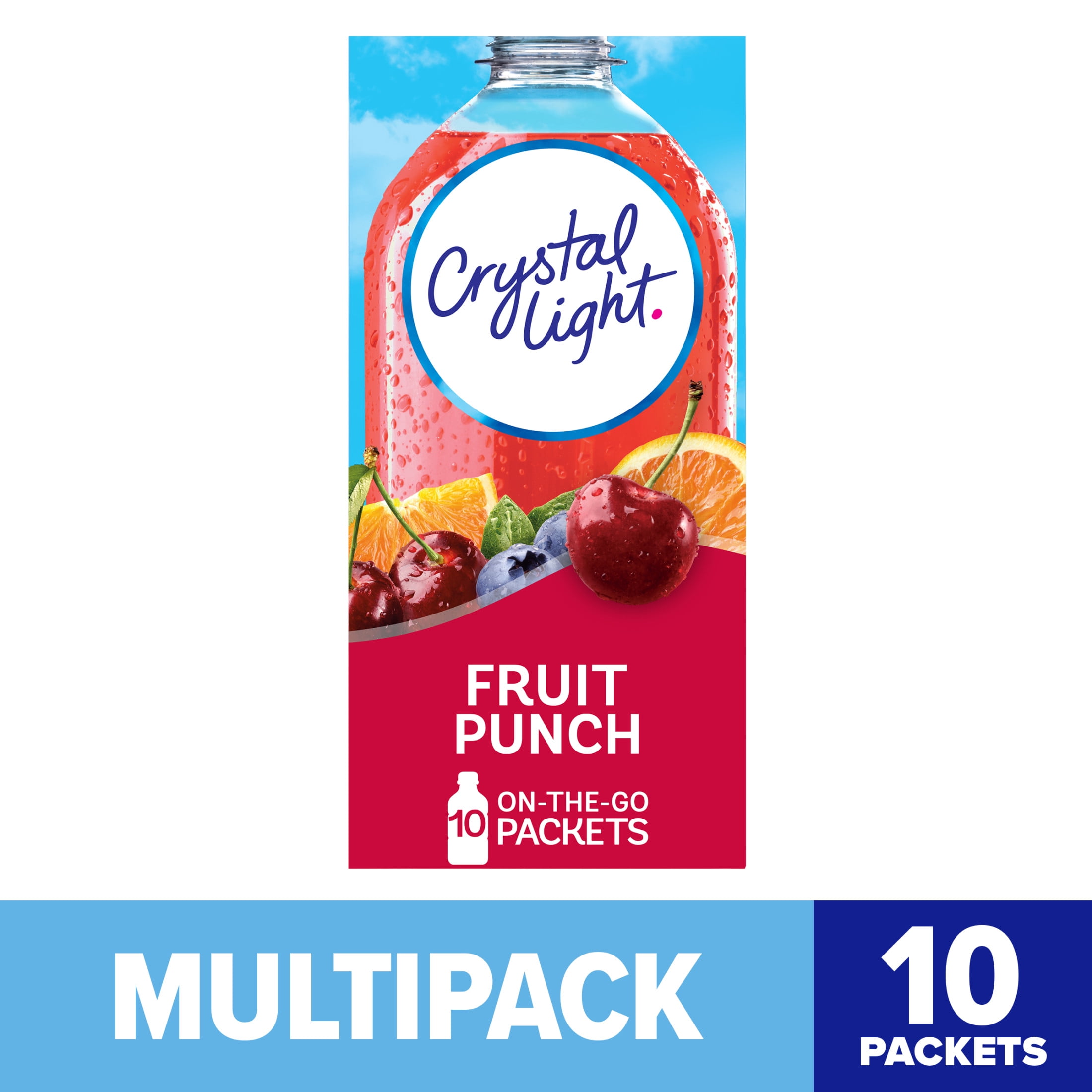 Crystal Light Fruit Punch Sugar Free Drink Mix Singles Caffeine Free, 10 ct On-the-Go-Packets