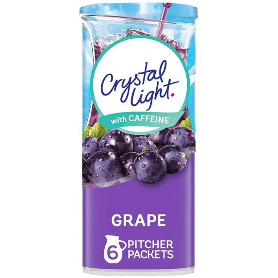 Crystal Light Grape Naturally Flavored Powdered Drink Mix with Caffeine, 6 ct Pitcher Packets
