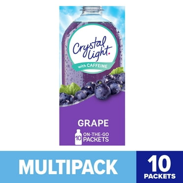 Crystal Light Grape Sugar Free Drink Mix Singles with Caffeine, 10 ct On-the-Go-Packets