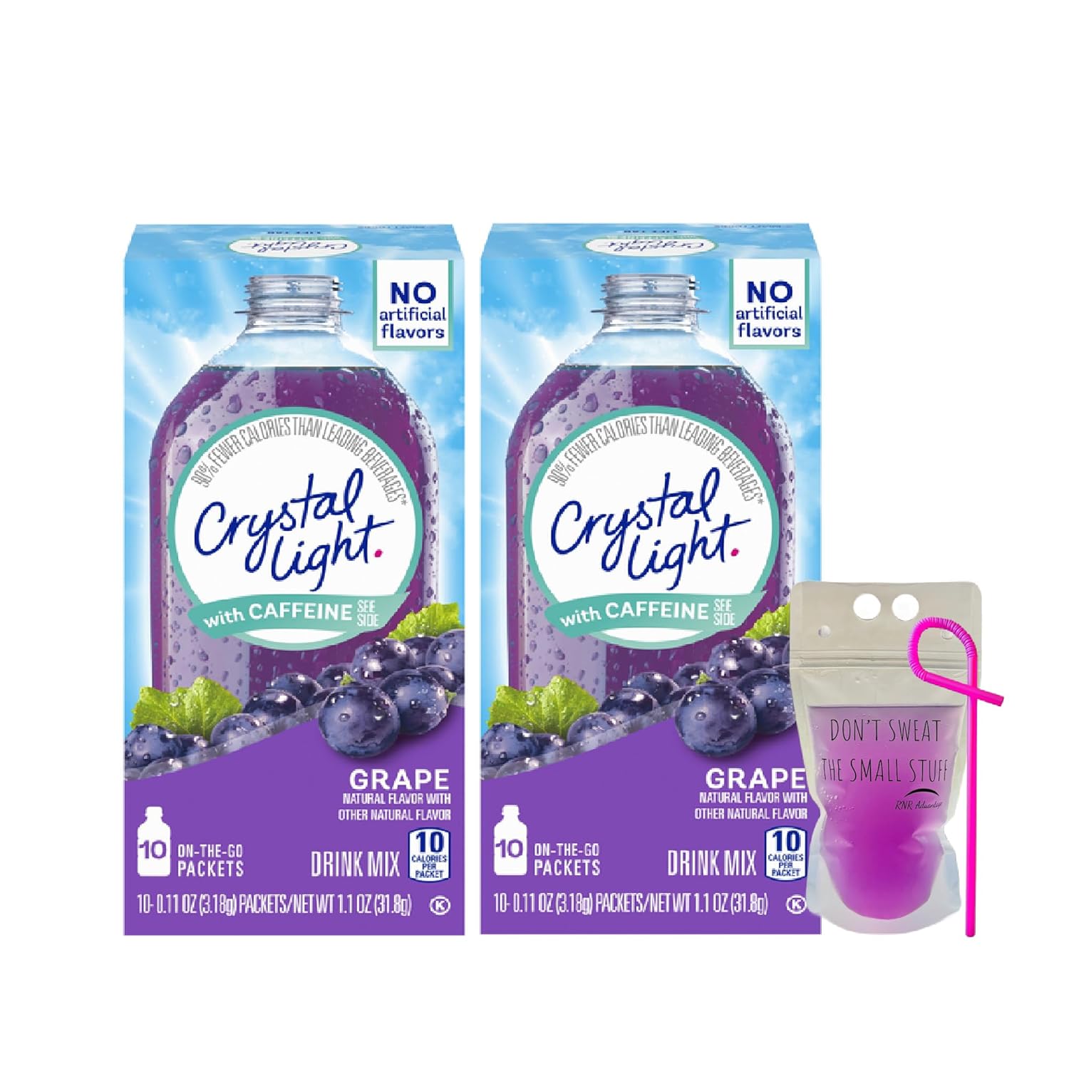 Crystal Light Grape Sugar On The Go Energy Packets With Caffeine, 10