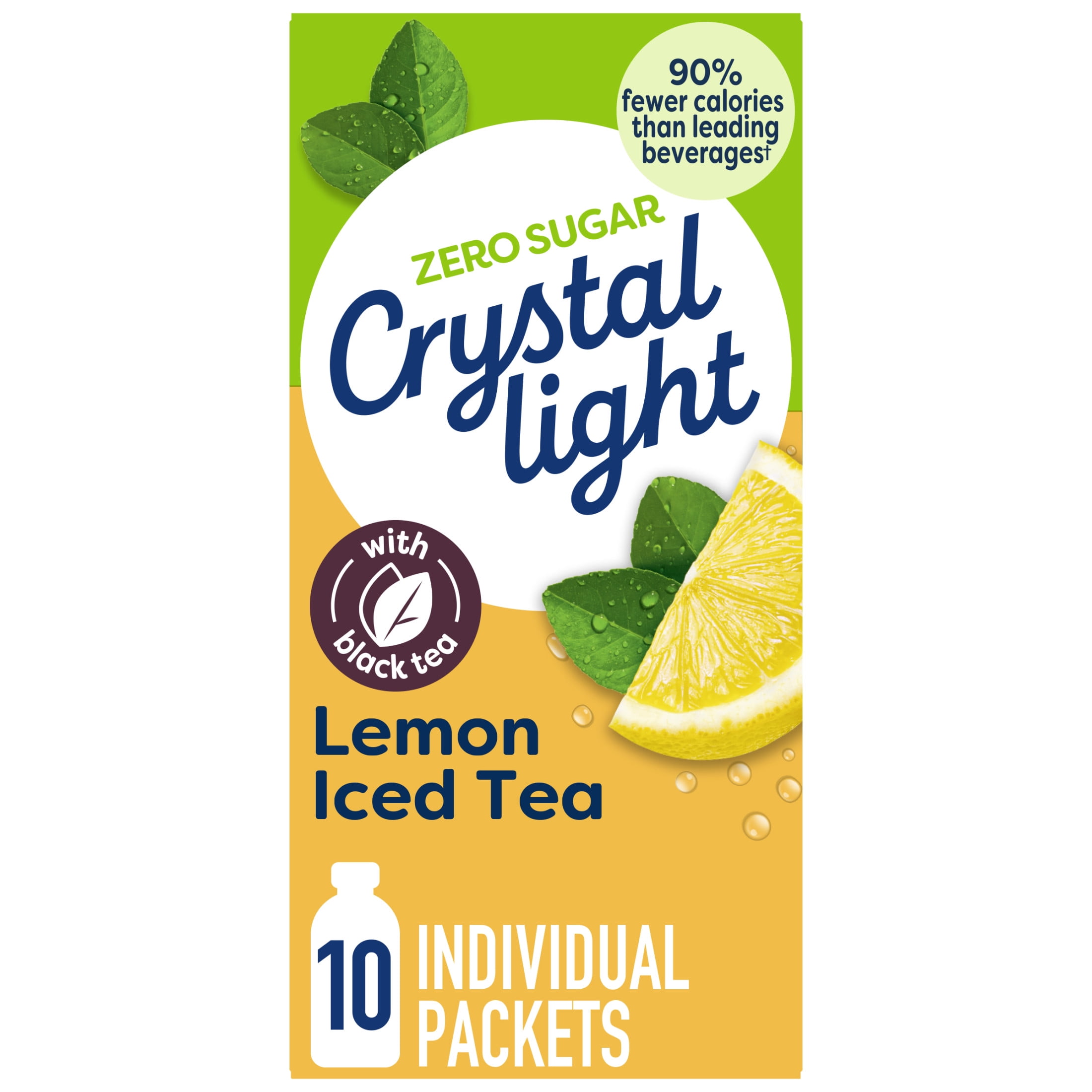 Crystal Light Drink Mix, 10 Packets, for Convenient On-the-Go Flavorful Hydration, Naturally flavored with other natural flavor Lemon Iced Tea, Zero Sugar, 0.7 oz