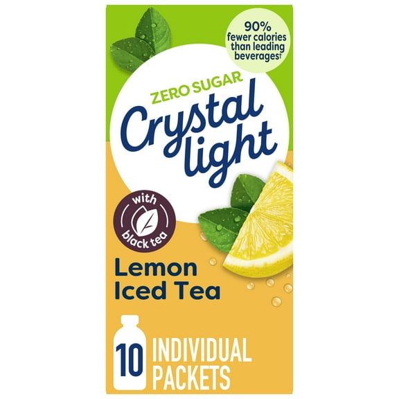 Crystal Light Lemon Iced Tea Naturally Flavored Powdered Drink Mix, 10 ct On-the-Go-Packets