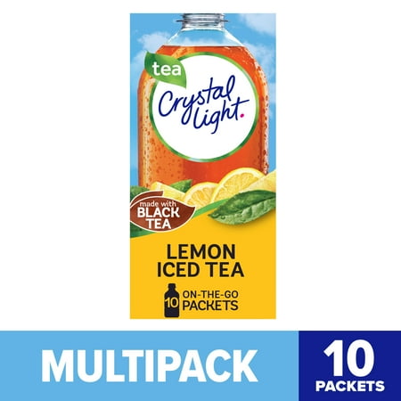 Crystal Light Lemon Iced Tea Sugar Free Drink Mix Singles, 10 Ct on-the-Go-Packets