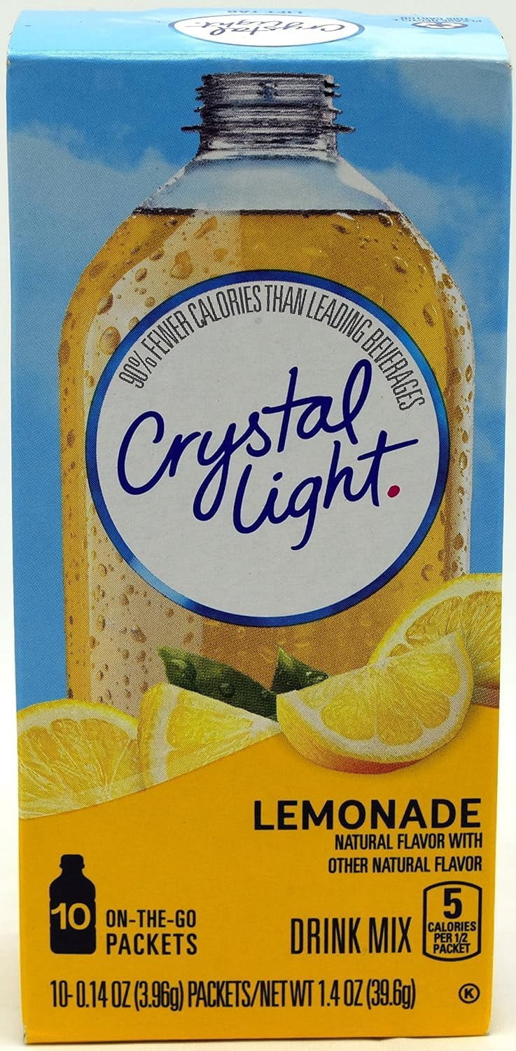 Crystal Light Lemonade FEV6&nbsp;Naturally Flavored with other natural flavor Powdered Drink Mix, 120 ct Pack, 4 Boxes of 30 On-the-Go-Packets