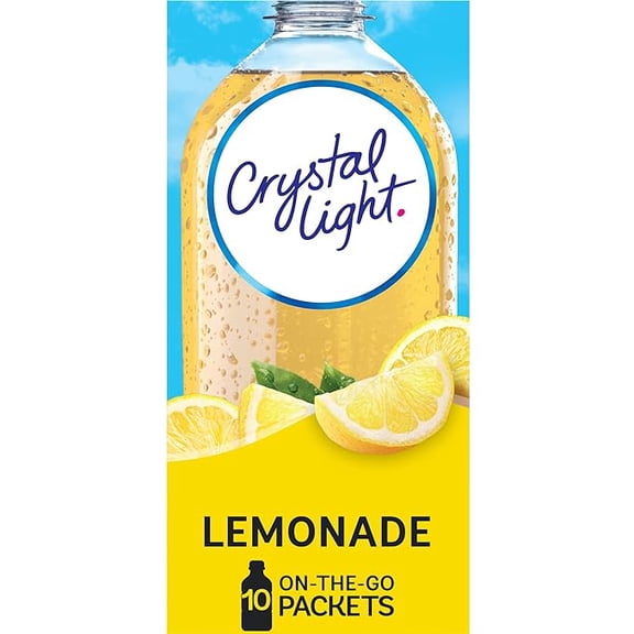 Crystal Light Lemonade Naturally Flavored Powdered Drink Mix, 10 ct On-the-Go-Packets