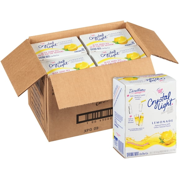 Crystal Light Lemonade Naturally Flavored Powdered Drink Mix, 120.0 ct Casepack, 4 Boxes of 30 On-the-Go Packets