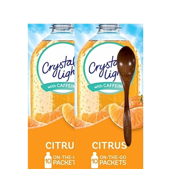 Crystal-Light On The Go Drink Mix - Two (2) Pack of 10pck/0.13oz Pouches, Low-Calorie (Citrus) Candy Freezer Wooden Spoon