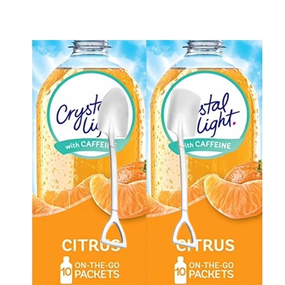 Crystal-Light On The Go Drink Mix - Two (2) Pack of 10pck/0.13oz Pouches, Low-Calorie (Citrus) with Shovel Spoons