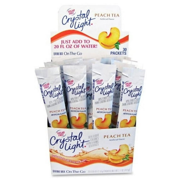 Crystal Light On-The-Go Mix Peach Sticks Powder - Peach Tea Flavor - 0.09 oz - 30 / Box