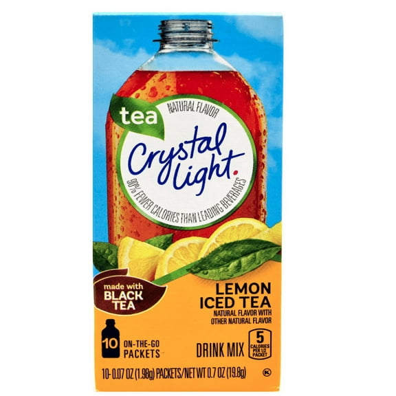 Crystal Light On The Go Natural Lemon Iced Tea,0.7 OZ, 10-Packet Box (0.07 OZ)(Pack of 12)