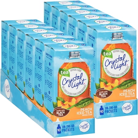 Crystal Light On-The-Go PEach Tea Drink Mix Packets, 10 Count (Pack of 12)