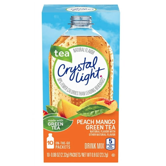 Crystal Light On The Go Peach Mango Green Tea Drink Mix, 10-Packet Box (Pack of 6)