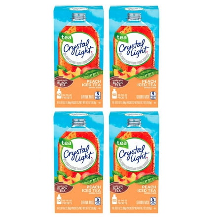 Crystal Light On The Go Peach Tea, 10-Count Boxes (Pack of 4)
