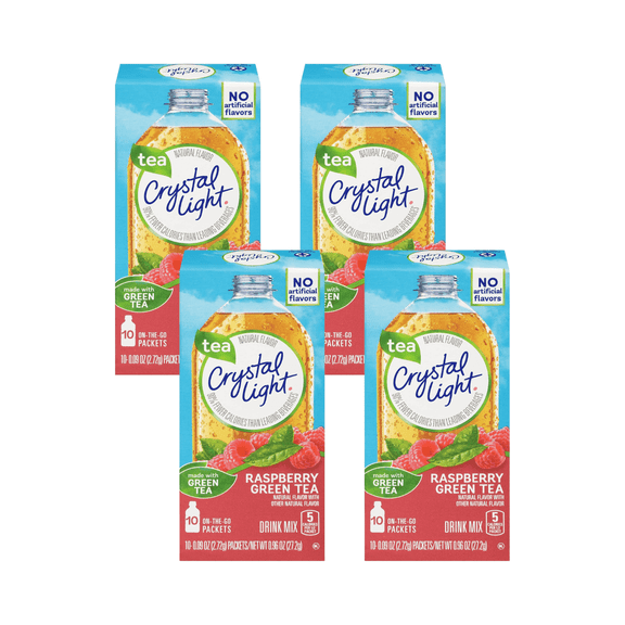 Crystal Light On The Go Raspberry Green Tea, 10-Packet Box, 10 CT (Pack of 4)