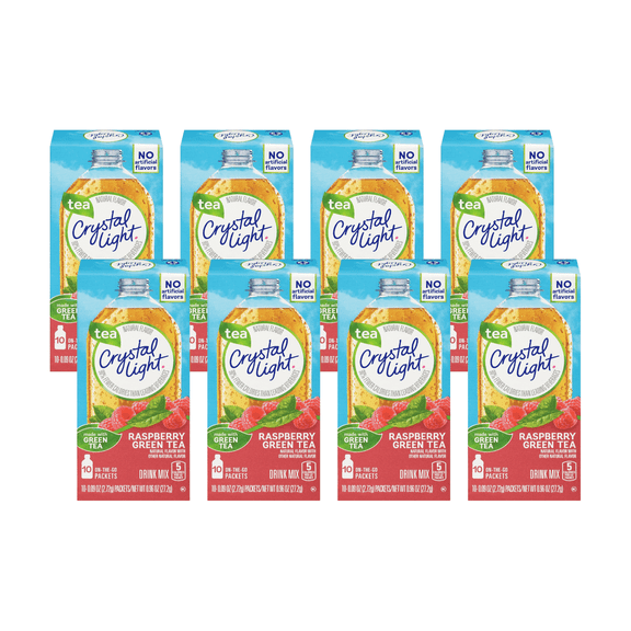 Crystal Light On The Go Raspberry Green Tea, 10-Packet Box, 10 CT (Pack of 8)