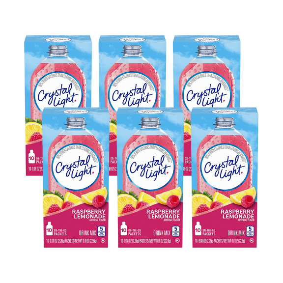 Crystal Light On The Go Raspberry Lemonade Drink Mix, 10-Packet Box (Pack of 6)