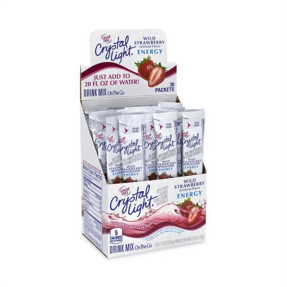 Crystal Light On-The-Go Sugar-Free Drink Mix, Wild Strawberry Energy, 0.12oz Single-Serving, 30/Pk, 2 Pk/Bx, (30700158)