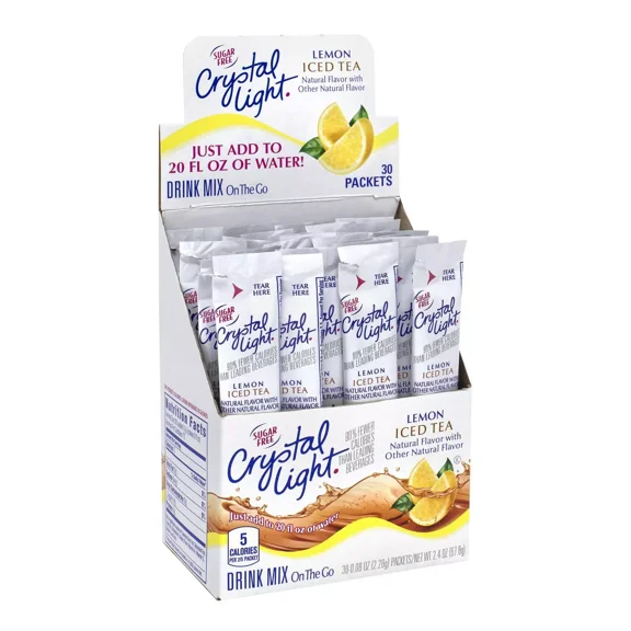 Crystal Light On-The-Go Sugar-Free Iced Tea Drink Mix - 30pk(Packaging May Vary)