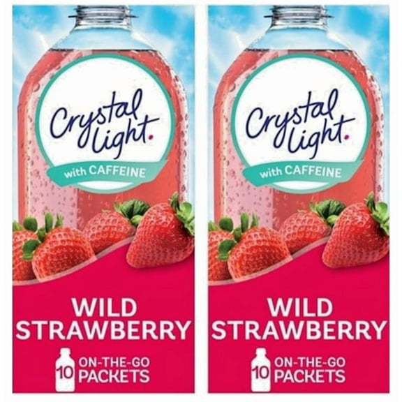 Crystal Light On-The-Go Wild Strawberry Mix w/Caffeine 10 ct (2 Packs)