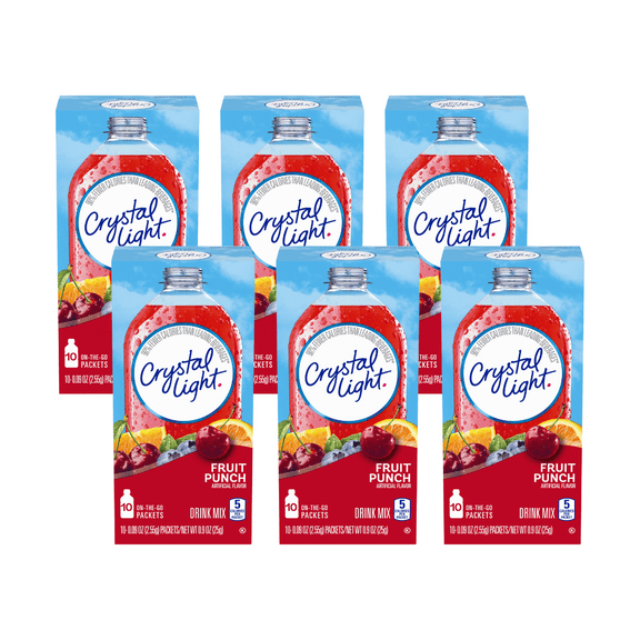 Crystal Light On-the-Go Fruit Punch Drink Mix, 10 CT (Pack of 6)