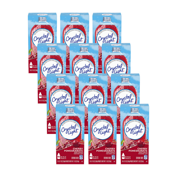 Crystal Light On-the-Go Sugar-Free Cherry Pomegranate Drink Mix, 10 CT (Pack of 12)