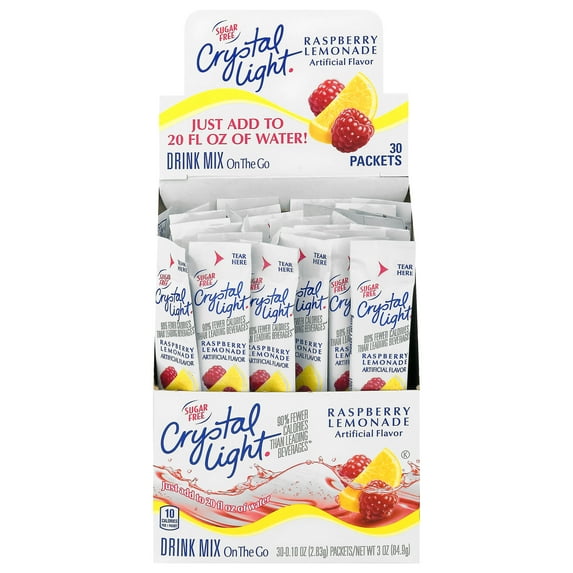 Crystal Light On-the-Go Sugar-Free Raspberry Lemonade Drink Mix 30 - 0.1 oz Packets