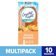 Crystal Light Peach Mango Sugar Free Drink Mix Singles with Caffeine, 10 ct On-the-Go-Packets