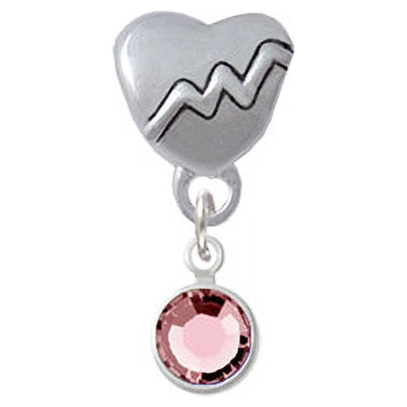 Crystal Light Pink Channel Drop - Heartbeat Charm Bead
