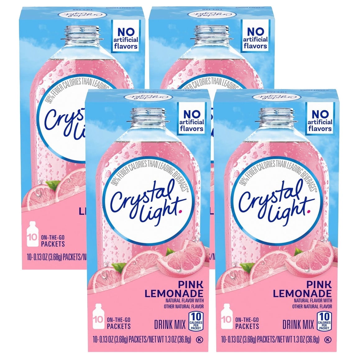 Crystal Light Pink Lemonade Powdered Drink Mix, 0.13 oz Packets, 10 ct,  Pack of 4 - Walmart.com