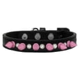 thumbnail image 1 of Crystal & Light Pink Spikes Dog Collar, Black - Size 16, 1 of 1