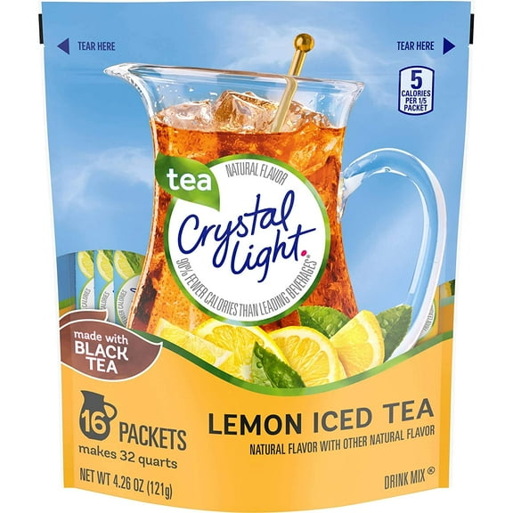 Crystal Light Pitcher Packets, Lemon Iced Tea, 16 CT (Pack of 3)