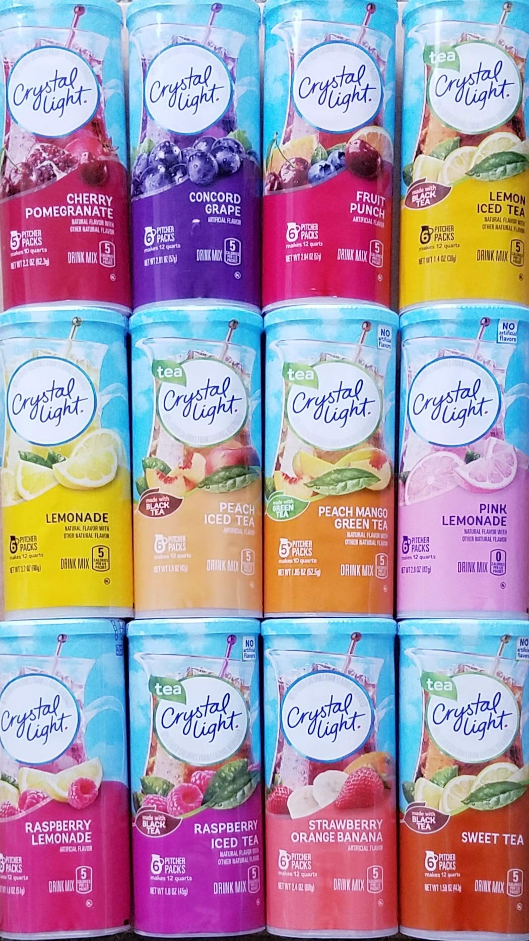 Crystal Light Pitcher Packs Drink Mix Variety Bundle Of 12 Different