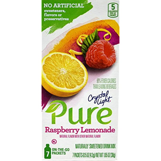 Crystal Light Pure Raspberry Lemonade On The Go Drink Mix 7 Packet Box