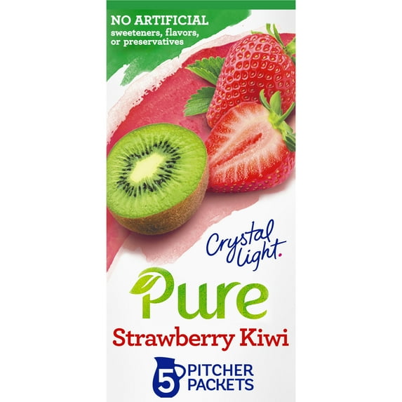Crystal Light Pure Strawberry Kiwi Powder Drink Mix with No Artificial Sweeteners, 5 ct Pitcher Packets