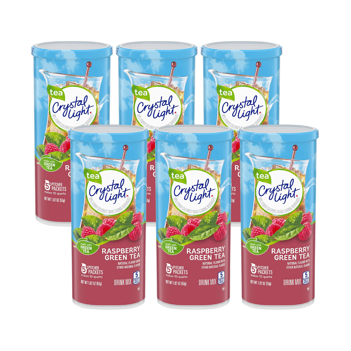 Crystal Light Raspberry Green Tea Drink Mix, Low Calorie, 10-Quart ...